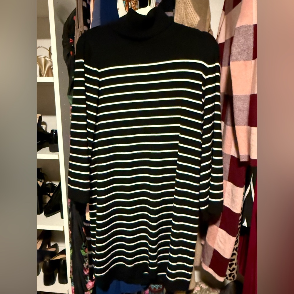 Eliza J Black and White Striped Dress